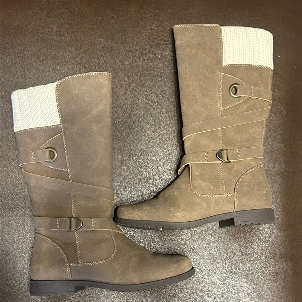 Girls Brown Knee-High Boots Size 3